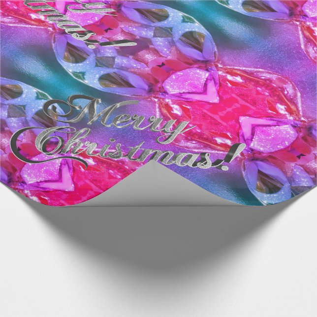 Papel De Presente Feliz Natal - Escuro de Prata Rosa Elegante (Ponta)
