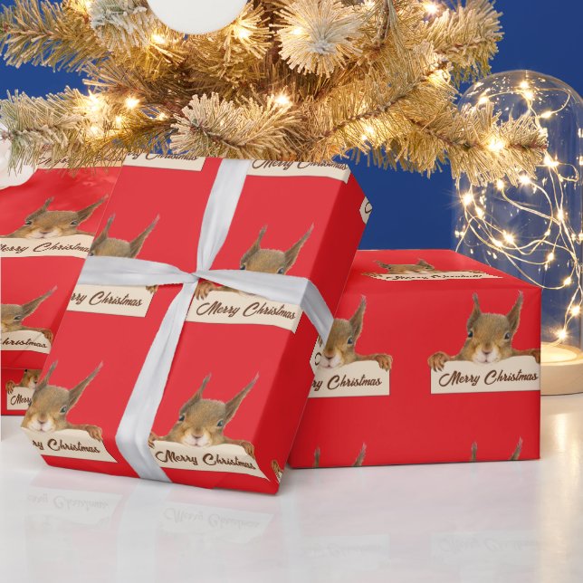 Papel De Presente Feliz Natal Esquilo  (Feriados)