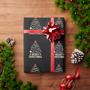 Papel De Presente Feliz Natal Estetoscópio Árvore Enfermeira Médico