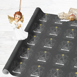 Papel De Presente Feliz Natal Estrela Glitter Minimalista Moderna