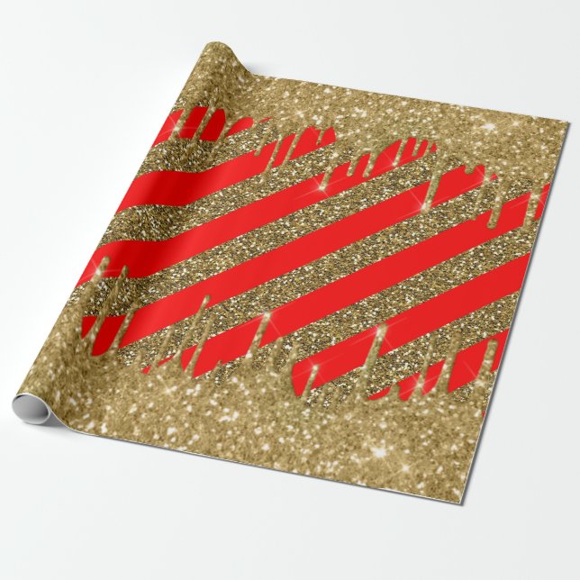 Papel De Presente Feliz Natal - faixa vermelha de brilho (Desenrolado)