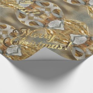 Papel De Presente Feliz Natal Faux Gold Foil Script Elegante