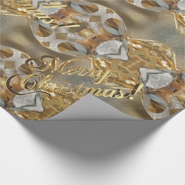Papel De Presente Feliz Natal Faux Gold Foil Script Elegante (Ponta)