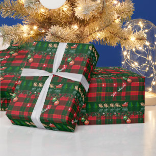 Papel De Presente Feliz Natal & Feliz Ano Novo! Padrão Escócia