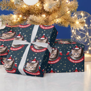 Papel De Presente Feliz Natal Feriado de Fotos de Gato de Pet Person