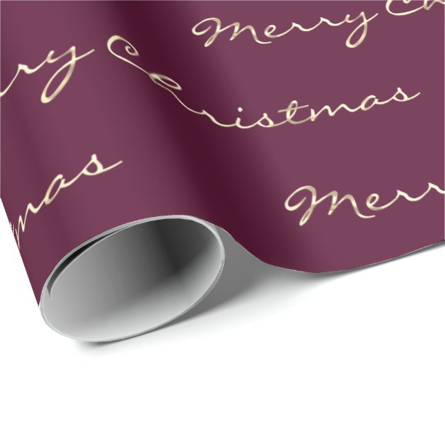 Papel De Presente Feliz Natal Férias de Ouro Berry Marsala (Ponta do rolo)