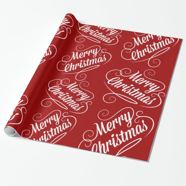 Papel De Presente Feliz Natal Férias Vermelho Design (Desenrolado)