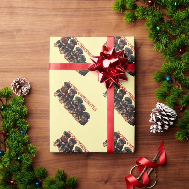 Papel De Presente Feliz Natal Festivo de Cachorrinhos (Presente de Natal)