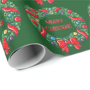 Papel De Presente Feliz Natal Festivo Recife de Whimia