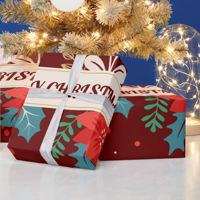 Papel De Presente Feliz Natal Floral (Feriados)
