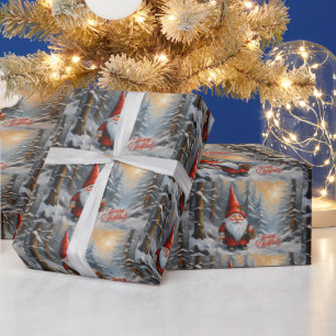 Papel De Presente Feliz Natal Forest Gnomo