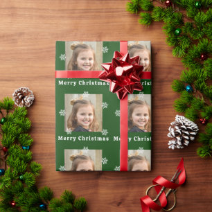 Papel De Presente Feliz Natal foto infantil verde Natal