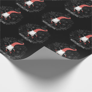 Papel De Presente Feliz Natal Gnomo Vermelho E Feriado Negro
