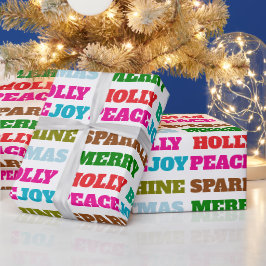 Papel De Presente Feliz Natal Holly Berry Jolly Paz Joy