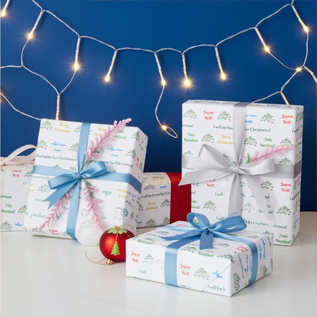 Papel De Presente Feliz Natal Internacional Personalizável (Criador carregado)