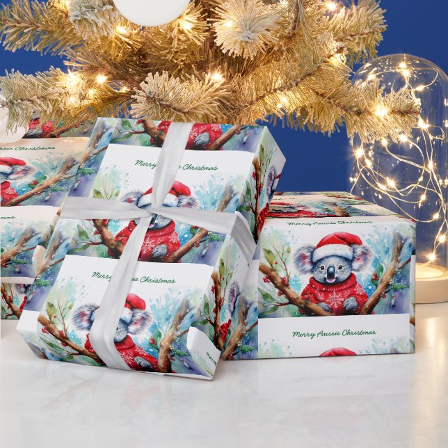 Papel De Presente Feliz Natal Koala Australiano  (Feriados)