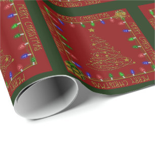 Papel De Presente Feliz Natal Lights-Red-Green-1-GIFT WRAP