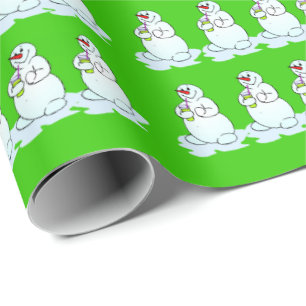 Papel De Presente Feliz Natal Livro Verde sobre Neve