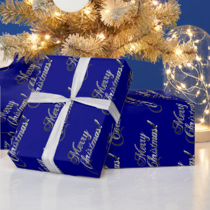 Papel De Presente Feliz Natal Marinho Elegante Cinza Azul e Prata