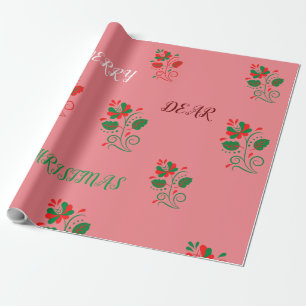 Papel De Presente Feliz Natal Matte Pink