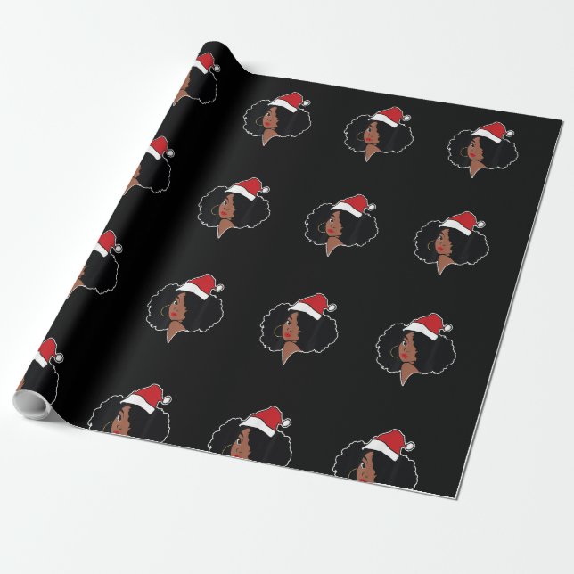 Papel De Presente Feliz Natal Melanin Black African American San (Desenrolado)