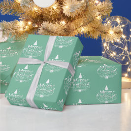 Papel De Presente Feliz Natal Mint Natal Verde