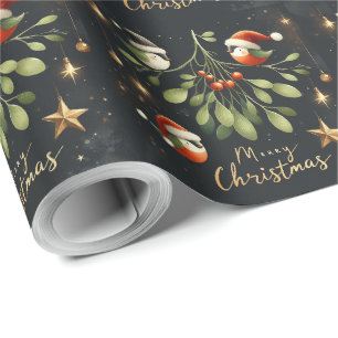 Papel De Presente Feliz Natal MistletoPapais noeis Robin