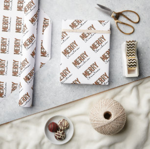 Papel De Presente "Feliz Natal" Moderno Bloqueio de Cor Leopard Boho