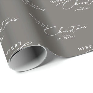 Papel De Presente Feliz Natal Moderno Rótulo Personalizado Elegante
