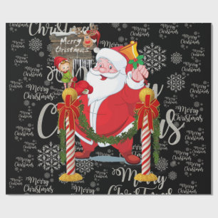 Papel De Presente Feliz Natal Molhando Papais noeis Elf