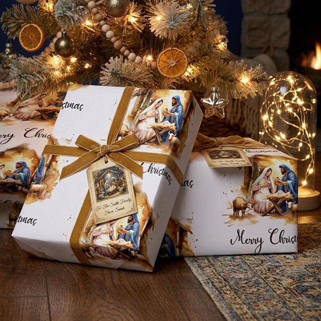 Papel De Presente Feliz Natal Natividade (Criador carregado)