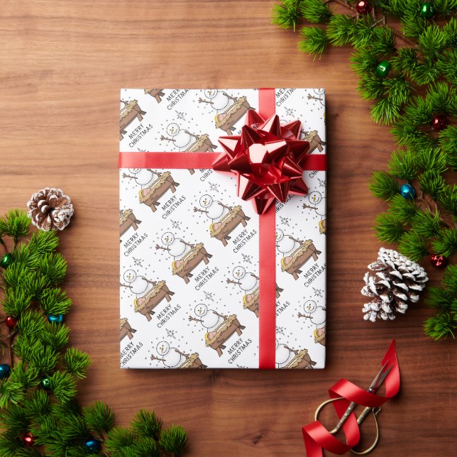 Papel De Presente Feliz Natal Natividade Bebê Jesus Snowman (Presente de Natal)