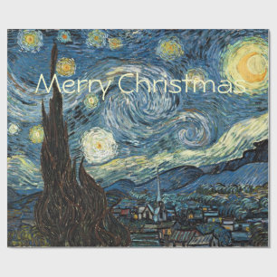 Papel De Presente Feliz Natal Noite Estrelada por Vincent van Gogh.
