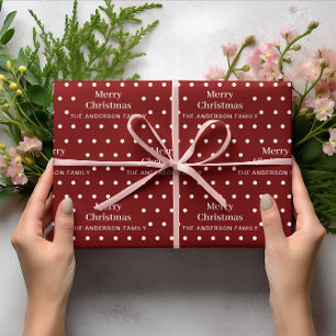 Papel De Presente Feliz Natal Nome da Família Personalizado Pontos V