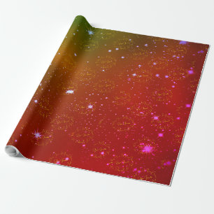 Papel De Presente Feliz Natal Novo Estrelas Brilhantes de Ano Novo A