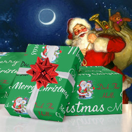 Papel De Presente Feliz Natal ou faça feliz feriado verde