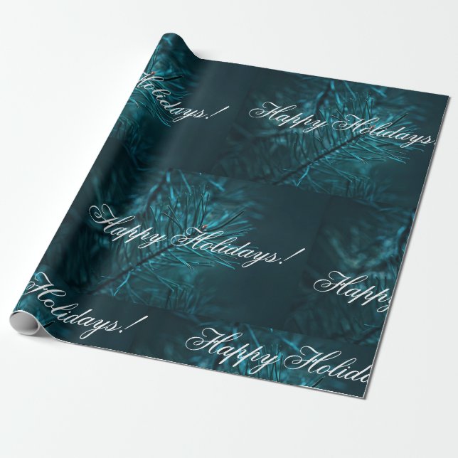 Papel De Presente Feliz Natal Pálido Pinho Verde Árvore de Quê (Desenrolado)