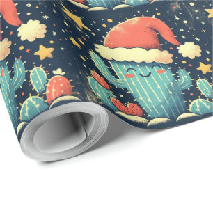 Papel De Presente Feliz Natal Papais noeis de cacto