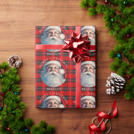 Papel De Presente Feliz Natal Papais noeis Red Xadrez Nome Personali
