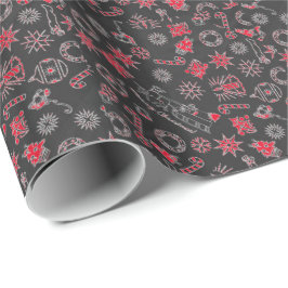 Papel De Presente Feliz Natal Papais noeis vermelhos brancos
