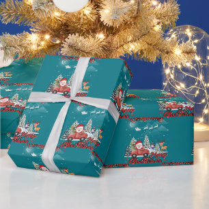 Papel De Presente Feliz Natal Papais noeis Vermelhos Presentes de Ca