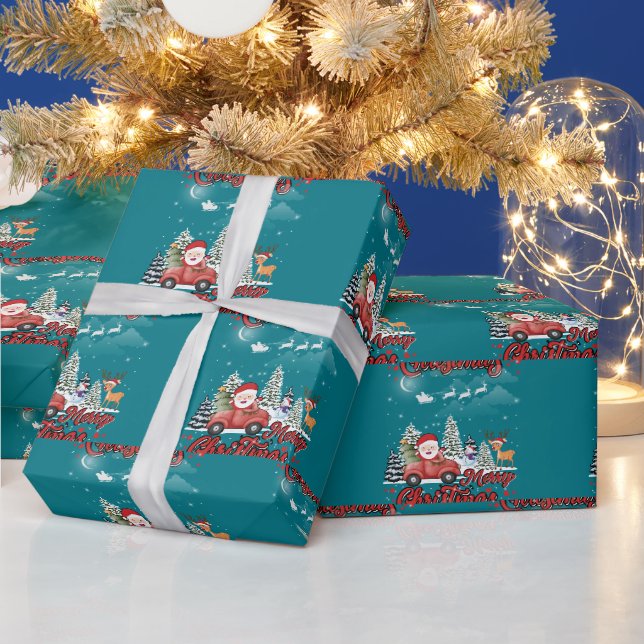 Papel De Presente Feliz Natal Papais noeis Vermelhos Presentes de Ca (Feriados)