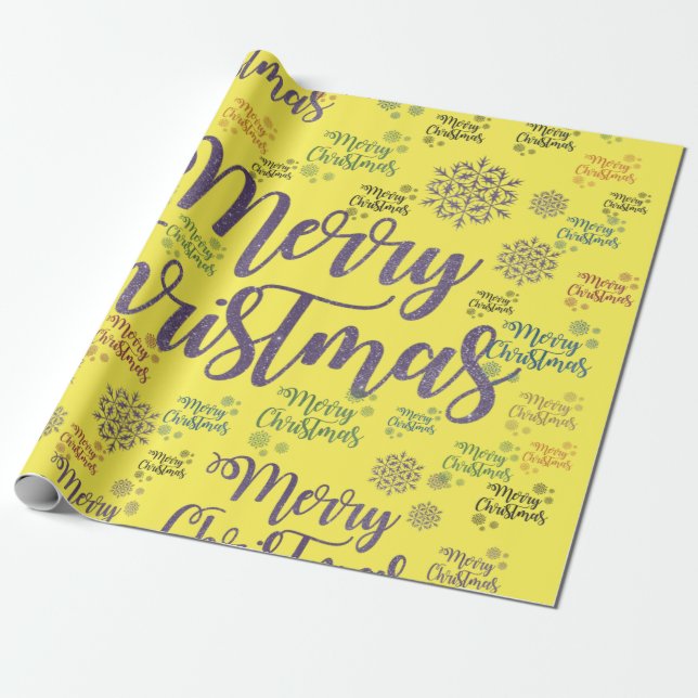Papel De Presente Feliz Natal Papel de Molho Amarelo (Desenrolado)