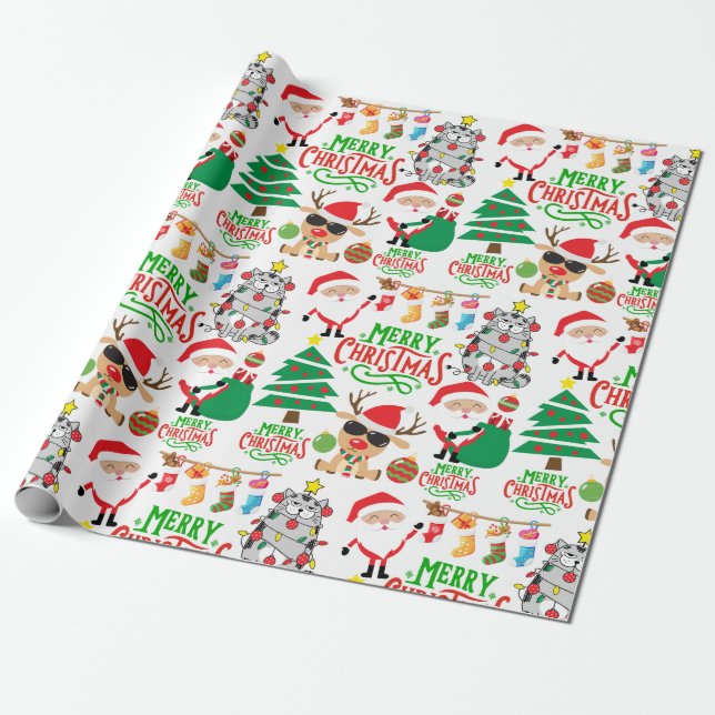 Papel De Presente Feliz Natal Papel Festivo (Desenrolado)