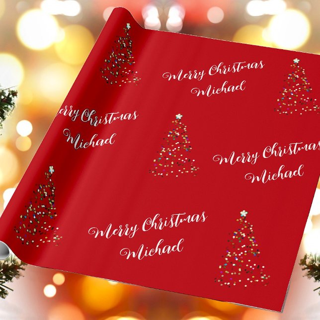 Papel De Presente Feliz Natal Personalizado Nome Elegante Personaliz (Criador carregado)