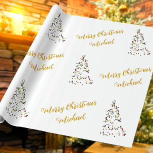 Papel De Presente Feliz Natal Personalizado Nome Elegante Personaliz