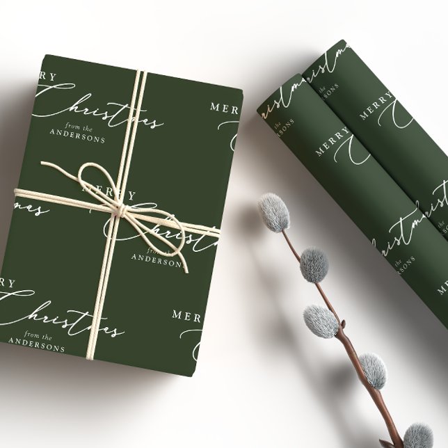 Papel De Presente Feliz Natal Personalizado Script Elegante Moderno (Criador carregado)