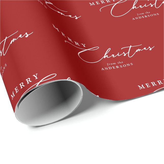 Papel De Presente Feliz Natal Personalizado Script Elegante Moderno (Ponta do rolo)