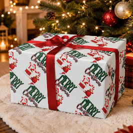 Papel De Presente Feliz Natal Plaid Matte Santa