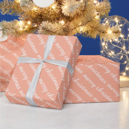 PAPEL DE PRESENTE FELIZ NATAL PRESENTES DE COR DE PÊSSEGO MODERNOS E